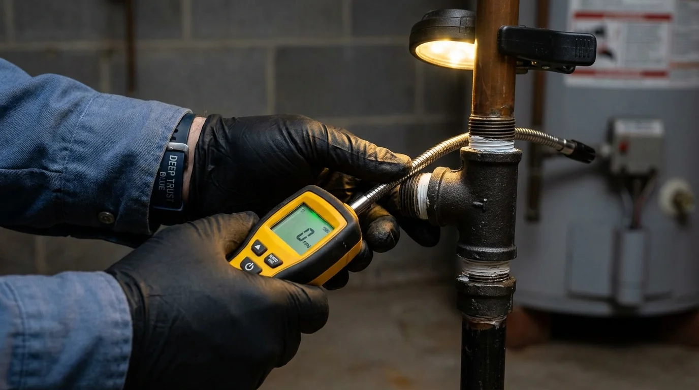 Gas leak detection with electronic sniffer by Johns Plumbing LLC in Greenport
