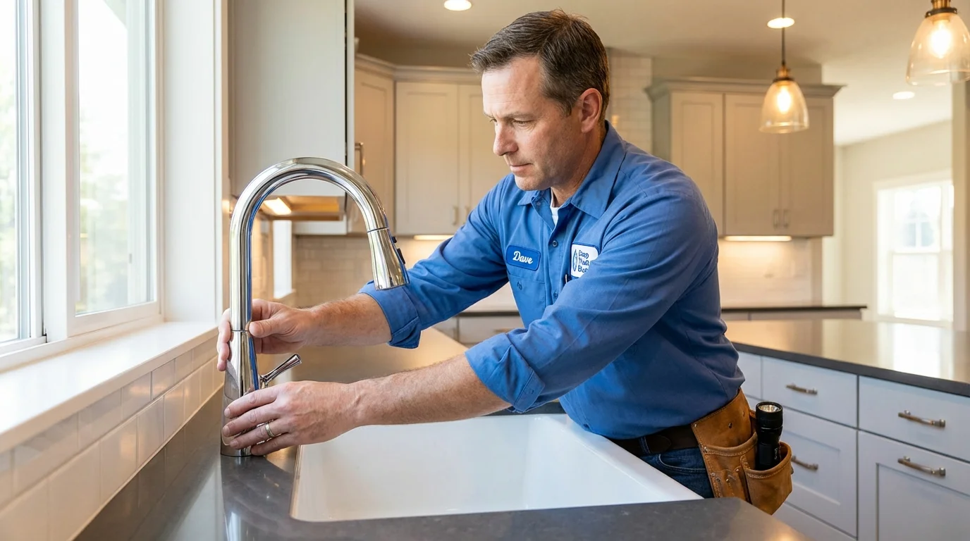 Kitchen faucet installation by Johns Plumbing LLC in Greenport