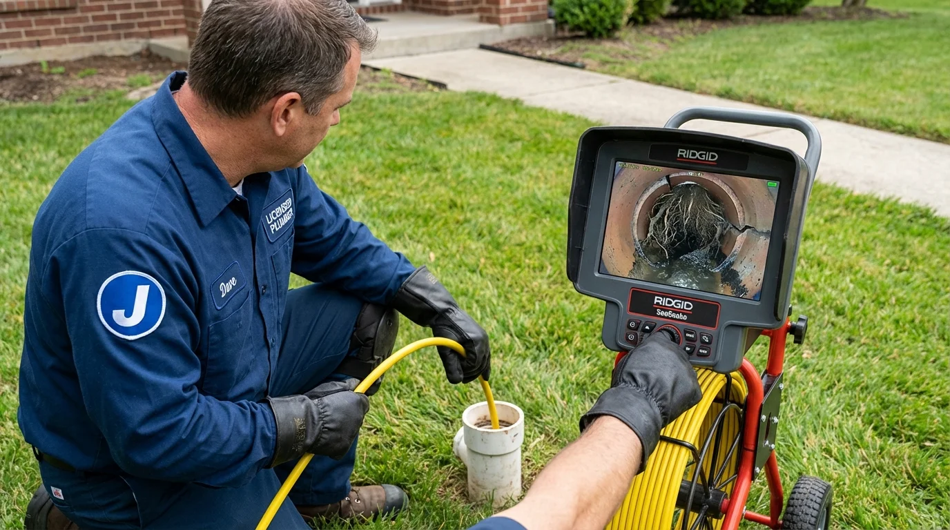 Sewer camera inspection being performed by Johns Plumbing LLC in Greenport
